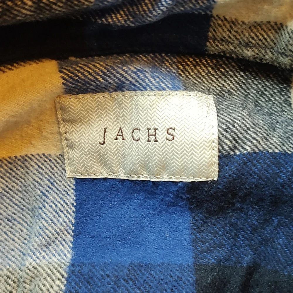 Plaid Flannel Shirt Jacket VTG JACHS 00s Blue Buffalo Shadow Plaid - Large - Picture 5 of 9